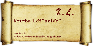 Kotrba László névjegykártya